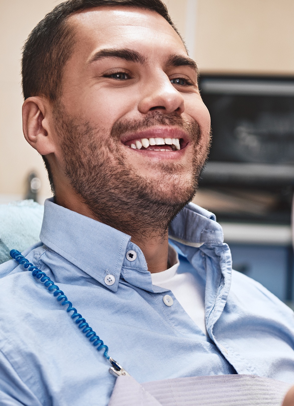 Man smiling in the dental chair